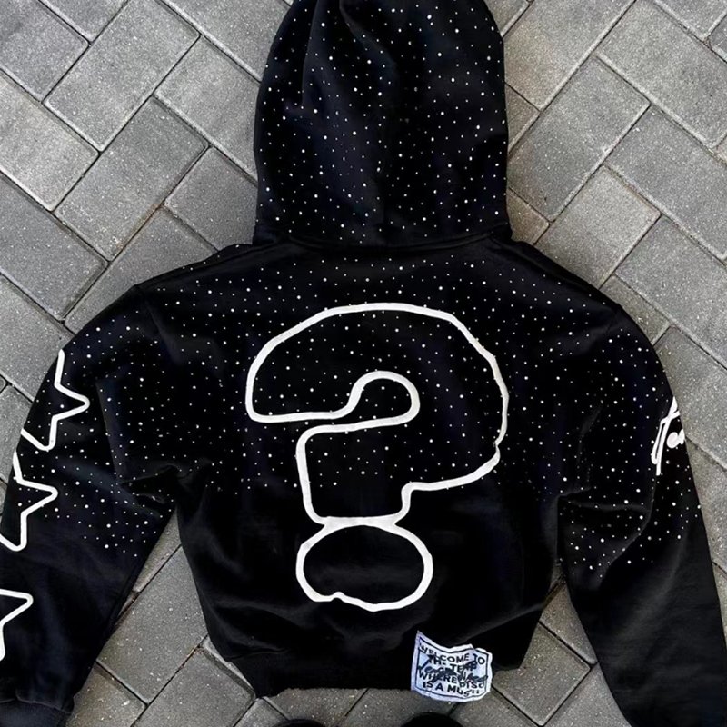 Streetwear Supplier Vintage Men's Custom Rhinestone Screen Printed Logo French Terry Cotton Oversized Acid Wash Men's Hoodie