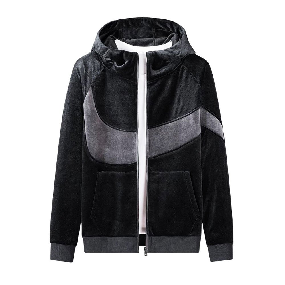 Outdoor Warm Sport Suit Men 2 Pieces Running Set Winter Sportsuit Thermal Hoodies Sets Fleece Tracksuit Windproof Gym Sportswear