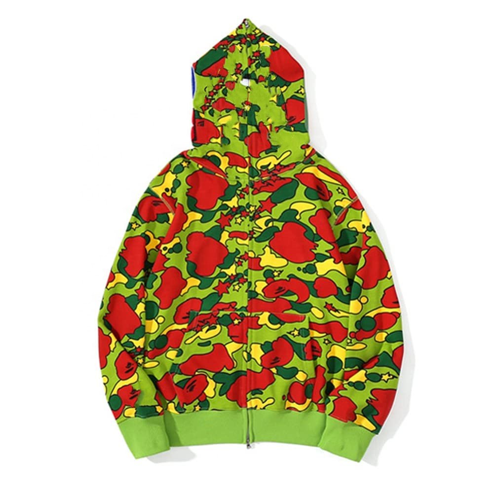 2024 Custom Camo Hoodie Full Face Zip Up Hoodie 100% Cotton Oversized Full Zip Up Hoodie Cotton