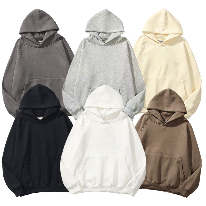 high quality oversized drop shoulder hoodie stringless heavy weight cotton stringless men's hoodie