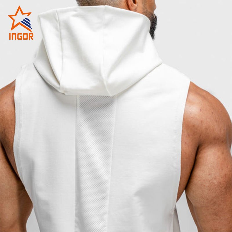 Wholesale Quick Dry Blank Mesh Work out High Quality Custom Plain Pullover Sleeveless Hoodies