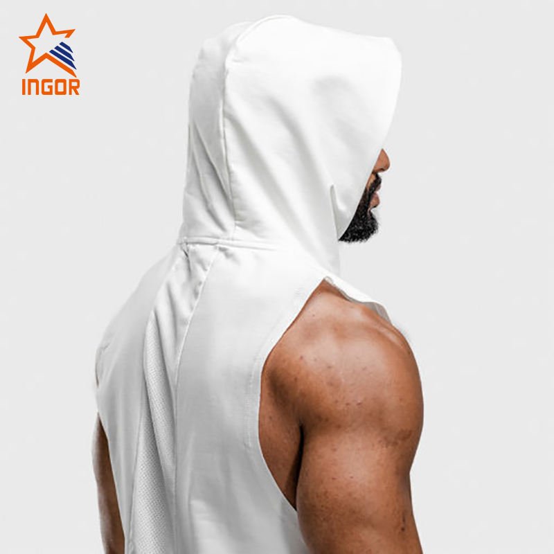 Wholesale Quick Dry Blank Mesh Work out High Quality Custom Plain Pullover Sleeveless Hoodies
