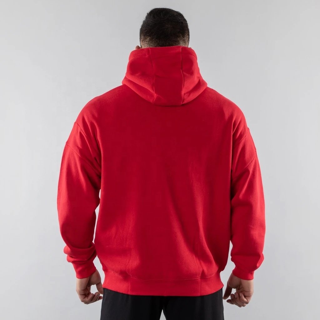hot sale cotton fleece blank plain pullover red hoodie oversized plus size men's hoodies & sweatshirts