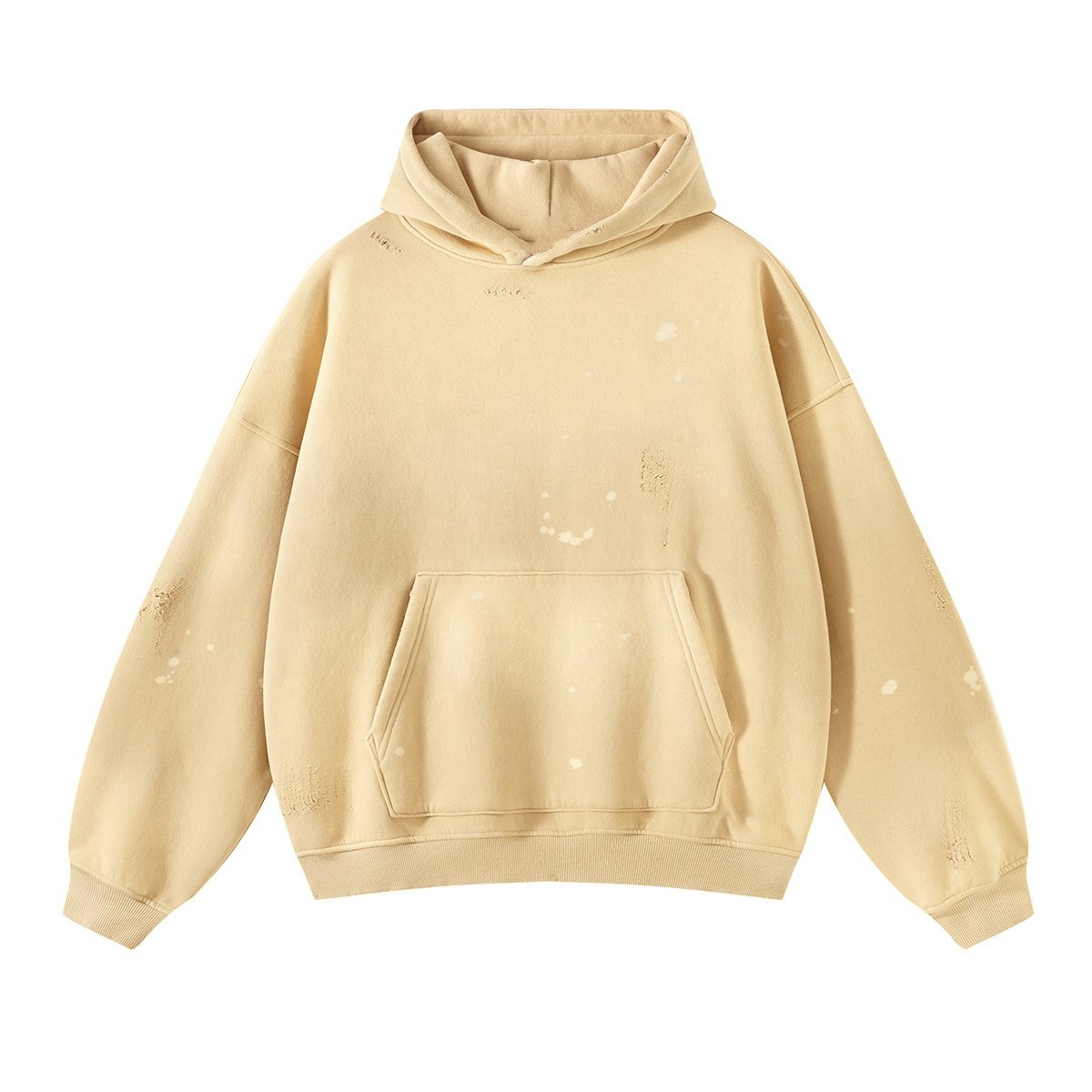 2024 autumn and winter custom hoodie new 360g spray monkey splash ink ripped and frayed vintage men's hoodie