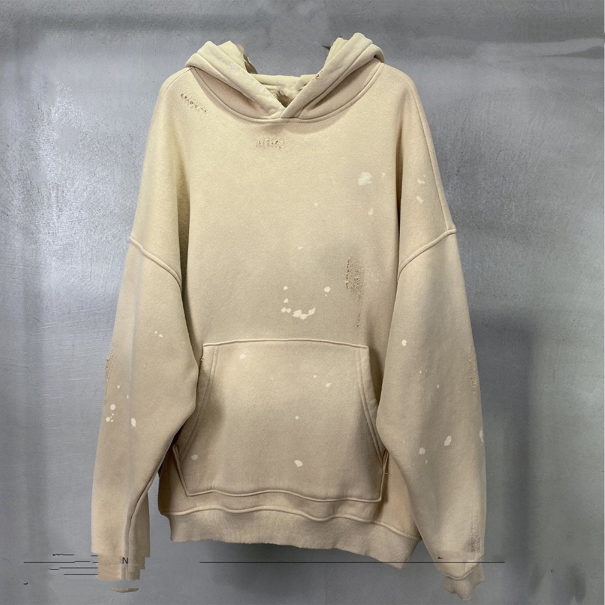 2024 autumn and winter custom hoodie new 360g spray monkey splash ink ripped and frayed vintage men's hoodie