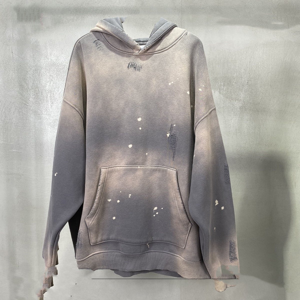 2024 autumn and winter custom hoodie new 360g spray monkey splash ink ripped and frayed vintage men's hoodie