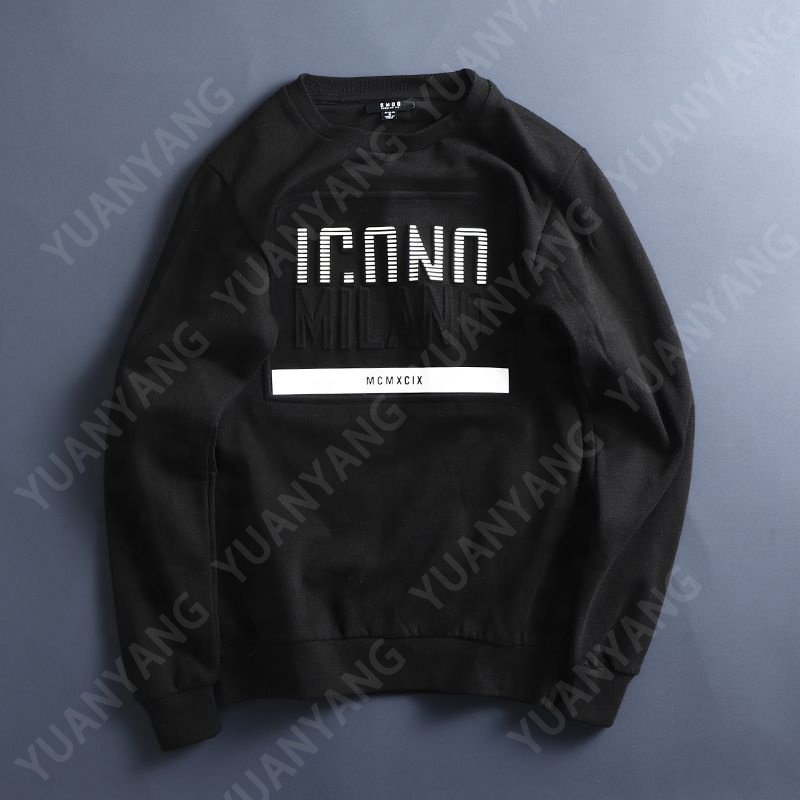 High Quality French Terry Crew Neck Men's Hoodies & Sweatshirts For Men Oversized Custom 3D Embossed Logo Crewneck Sweatshirt
