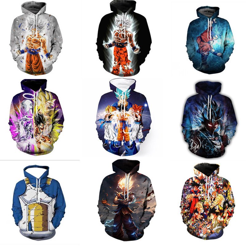 cool manga dragon goku ball 3D digital printed sweater hoodie manufacture men's hoodies sweatshirts anime
