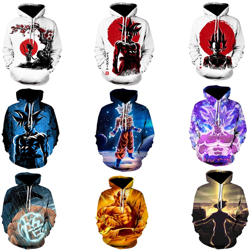 cool manga dragon goku ball 3D digital printed sweater hoodie manufacture men's hoodies sweatshirts anime