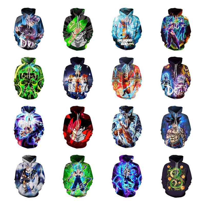 cool manga dragon goku ball 3D digital printed sweater hoodie manufacture men's hoodies sweatshirts anime