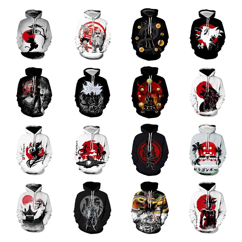 cool manga dragon goku ball 3D digital printed sweater hoodie manufacture men's hoodies sweatshirts anime