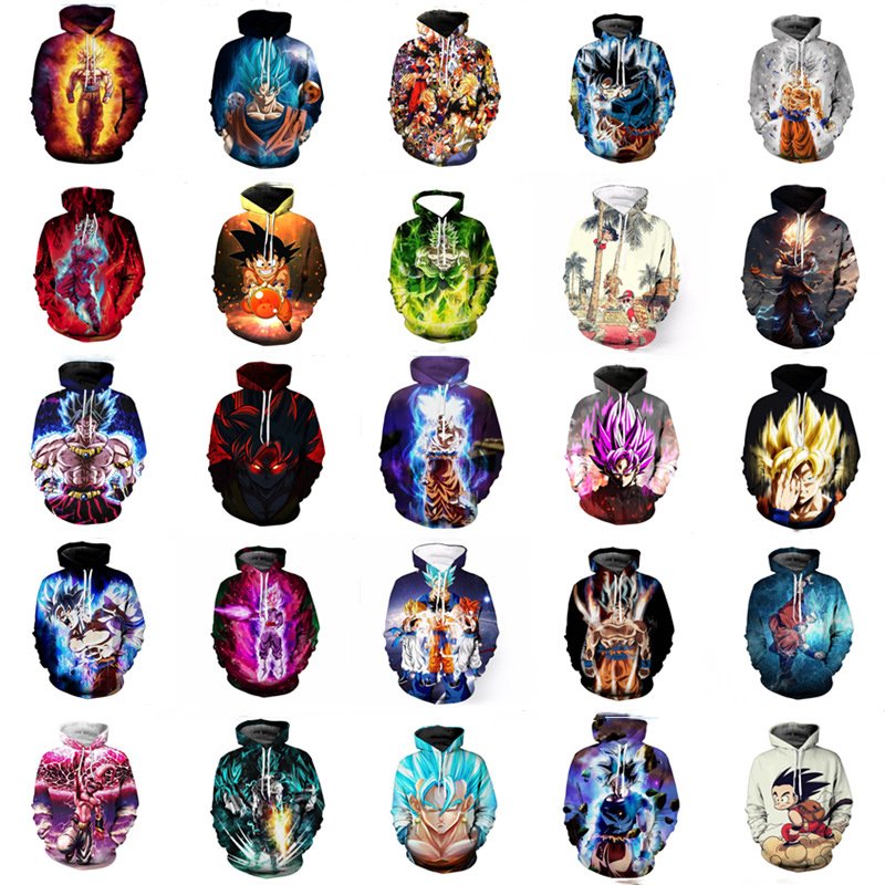 cool manga dragon goku ball 3D digital printed sweater hoodie manufacture men's hoodies sweatshirts anime