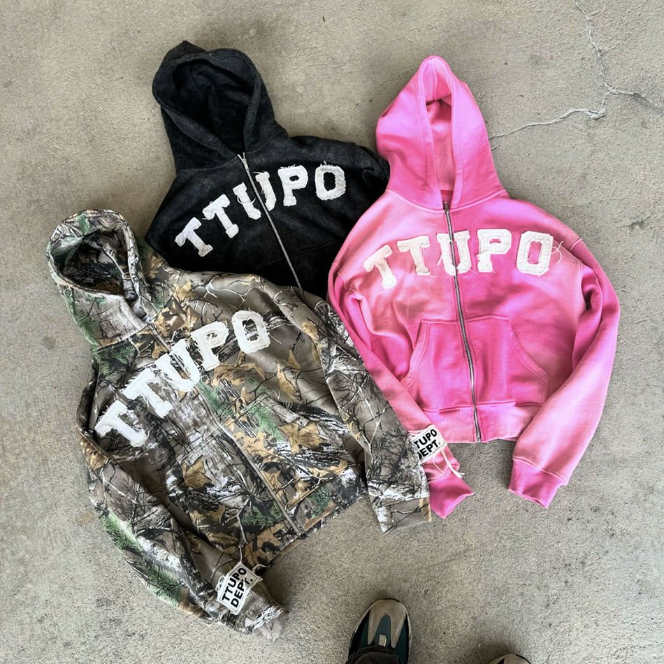 Custom Mens Streetwear Distressed Embroidery Heavyweight Hunting All Over Print Real Tree Distressed Vintage Camo Hoodie