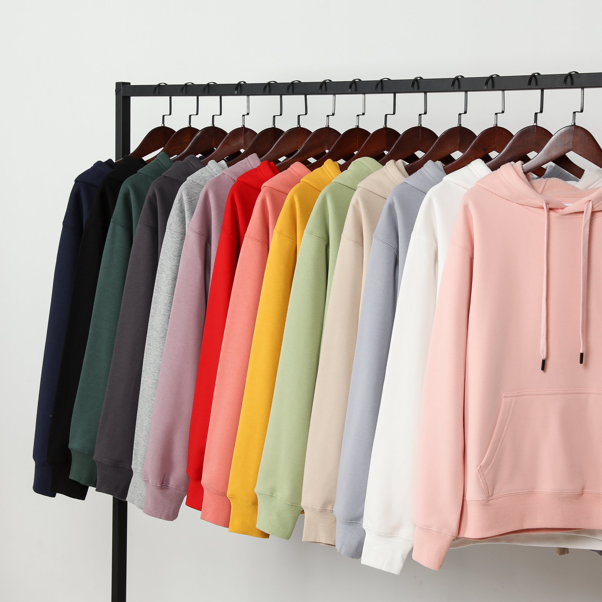 Custom private logo hooded pullover black hoodies many color options beige grey blank hoodie unisex men and women hoodies