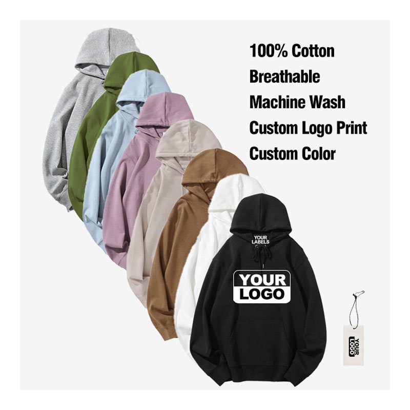 Mem's New Arrival Classical Hoodies Essential Custom 100% cotton plain pullover oversized men's hoodie