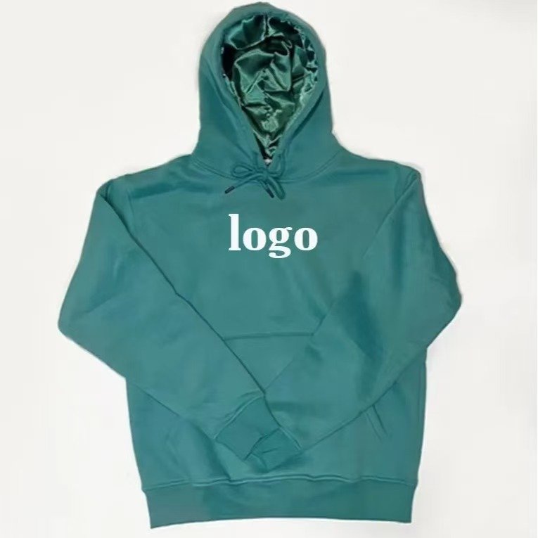 2024 New Fleece 400 Gsm Hoodie Drop Shoulder Pullover Men's Hoodie Oversized Satin Lined Hoodies Custom Logo