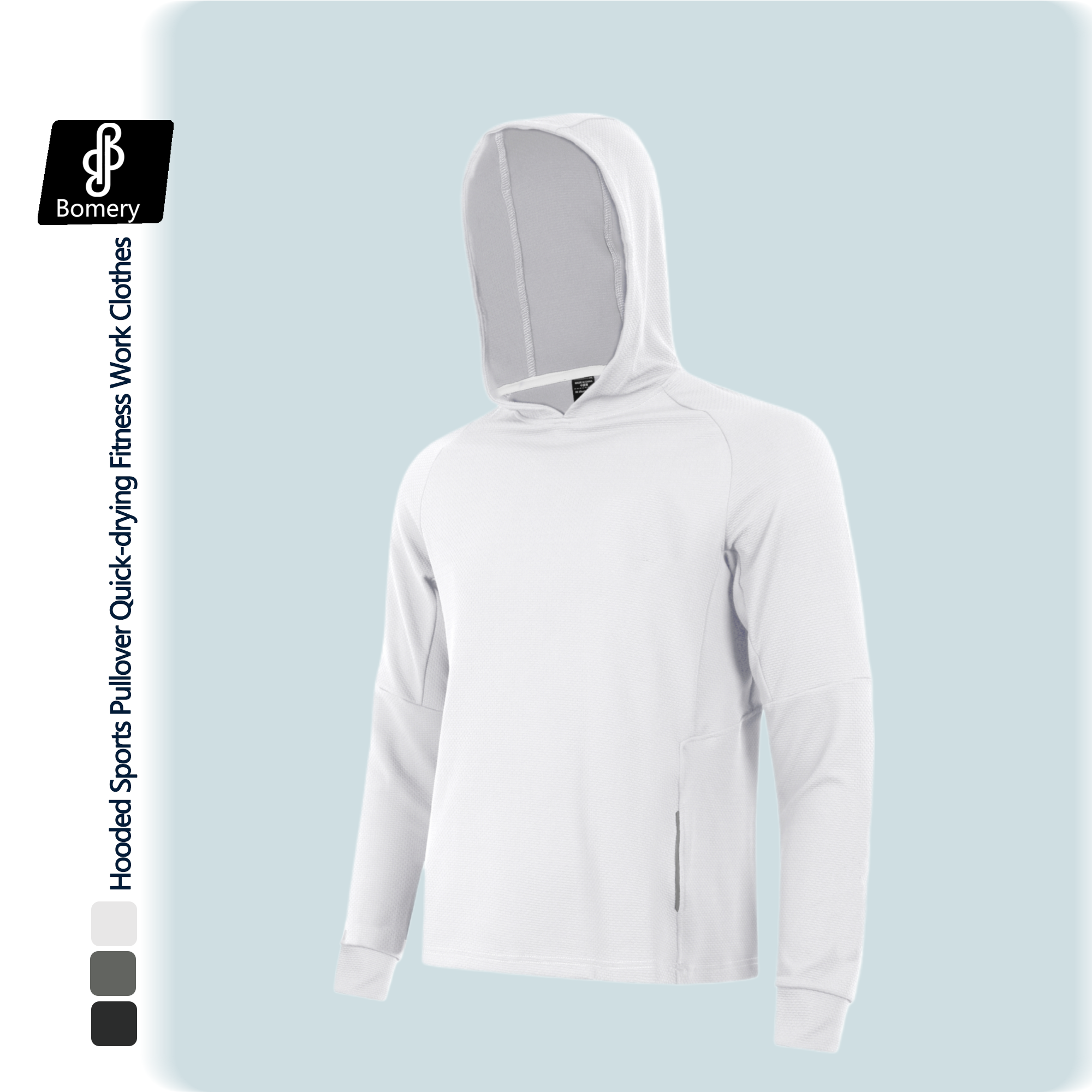 Bomery Men's Long Sleeve Hoodies Quick Dry Polyester Performance Fishing Shirts Custom Wholesale Breathable Sportswear Plus Size