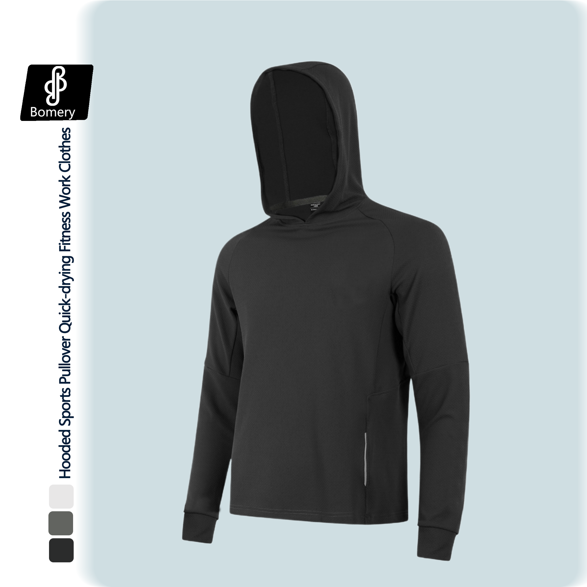 Bomery Men's Long Sleeve Hoodies Quick Dry Polyester Performance Fishing Shirts Custom Wholesale Breathable Sportswear Plus Size