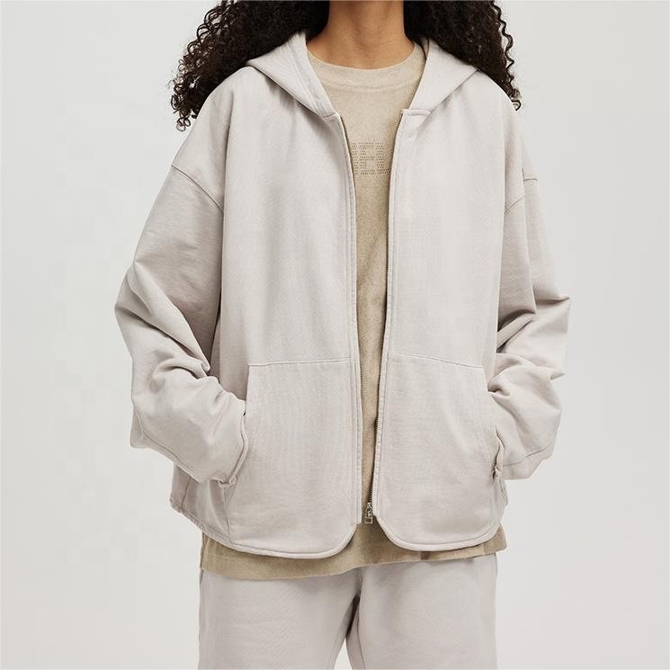 OEM wholesale plus size men's hoodies zip up custom print logo hoodie 100% cotton french terry zipper blank plain hoodie