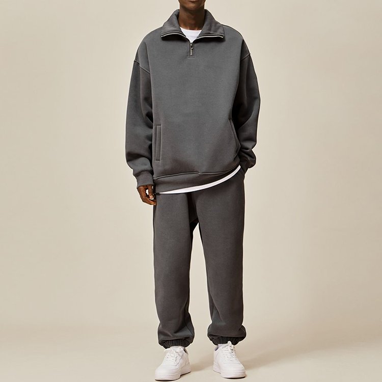 wholesale custom logo summer high quality sweatshirts mock neck 1/4 zipper hoodies workout men's joggers pants tracksuit