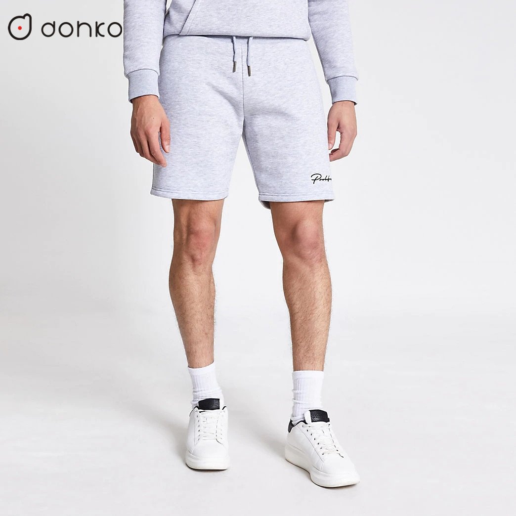 Custom Logo Men's Short Set Hoodie and Sweatpants Track Suit Cotton Knitted Thermal Print Summer and Winter