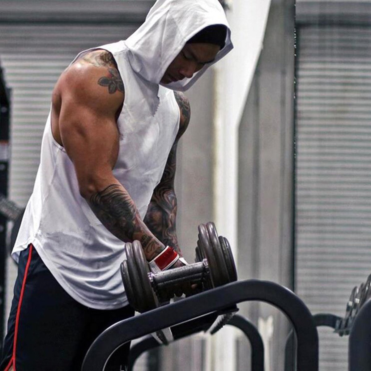 Wholesale Customized Solid Comfortable Cotton Sleeveless Gym Workout Fitness Men's Hoodies