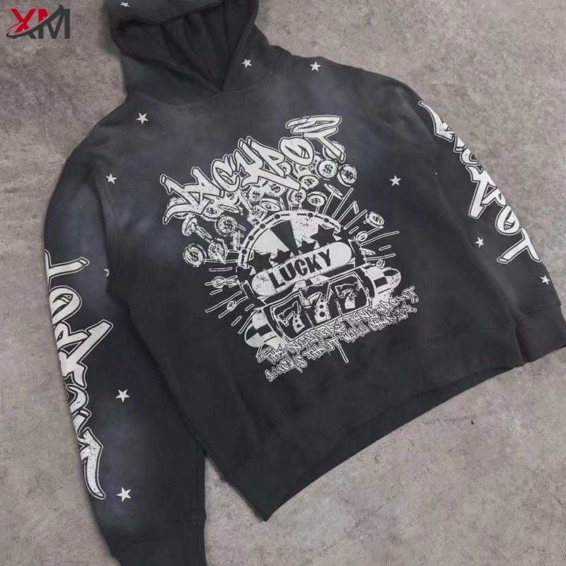 Hot Sell Women Sublimation Printing Acid Wash Sweatshirt Unisex Embroidery Custom Logo Pullover 100% Cotton Hoodies For Men