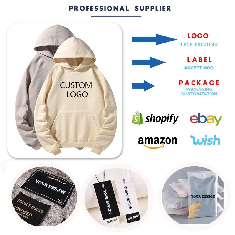 Wholesale Custom Logo 600Gsm Fleece Heavyweight Cotton Plus Size Men'S Hoodies