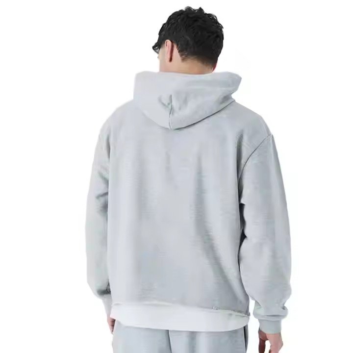 Vintage old fashion applique embroidery Street WearMen's Hoodie OEM design casual fit no string men cropped hoodies