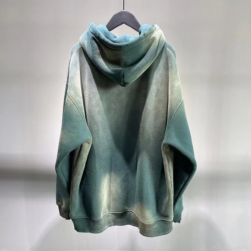 Custom Vintage Acid Wash Men's Hoodie Oversized Heavyweight Cotton Pullover Grey Blank Washed Clothing Hoodie For Men