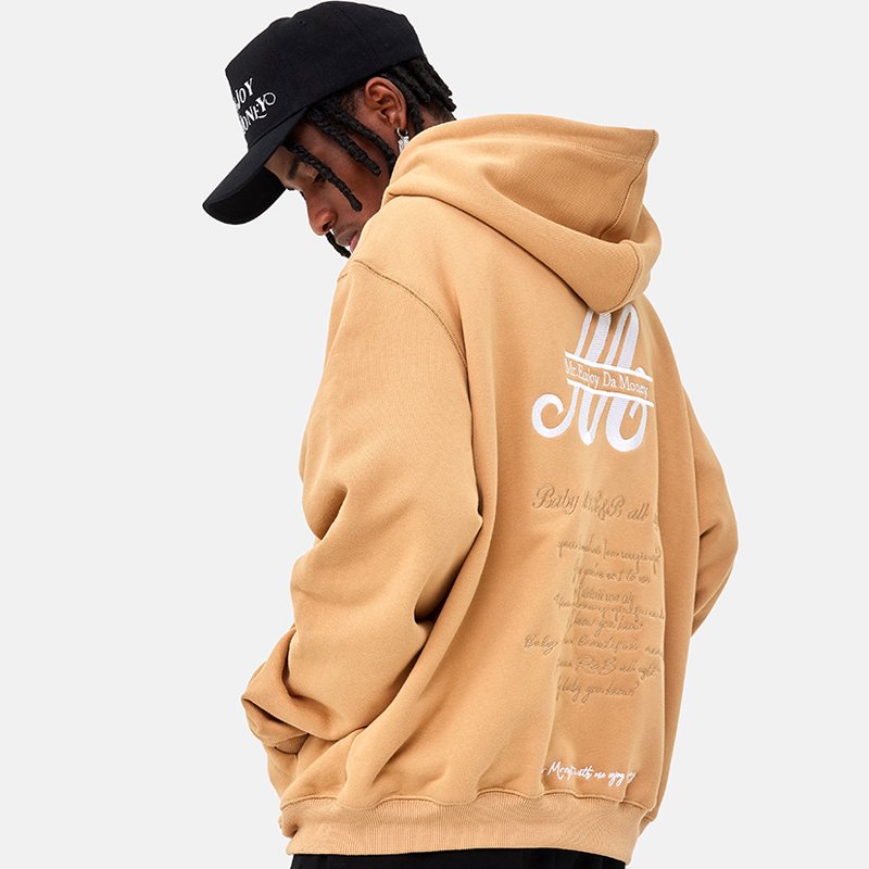 Custom logo men's hoodies drop shoulder oversized hoodie black back embroidered zip up hoodie