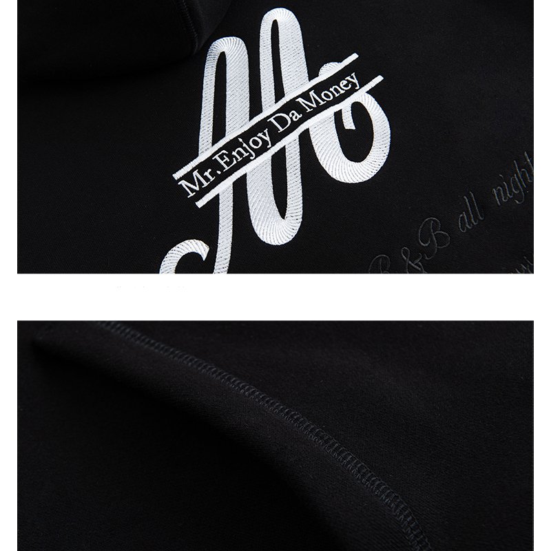Custom logo men's hoodies drop shoulder oversized hoodie black back embroidered zip up hoodie