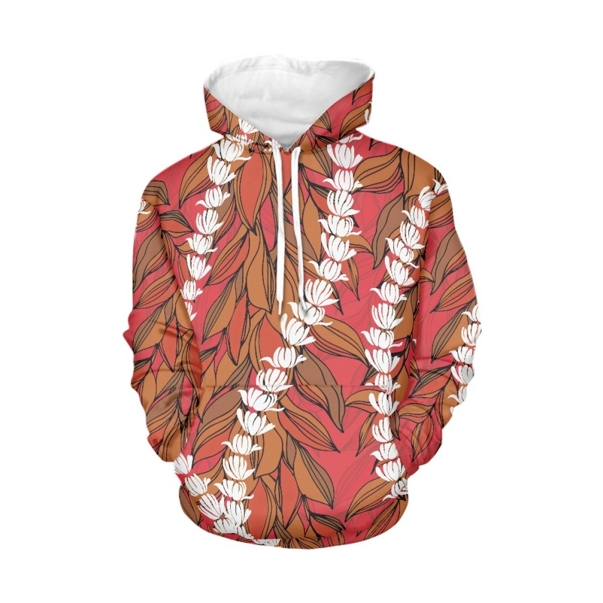 Print On Demand Pikake Arabian Jasmine Design Men's Hoodies High Quality Polyester Fabric Men's Hoodies & Sweatshirts