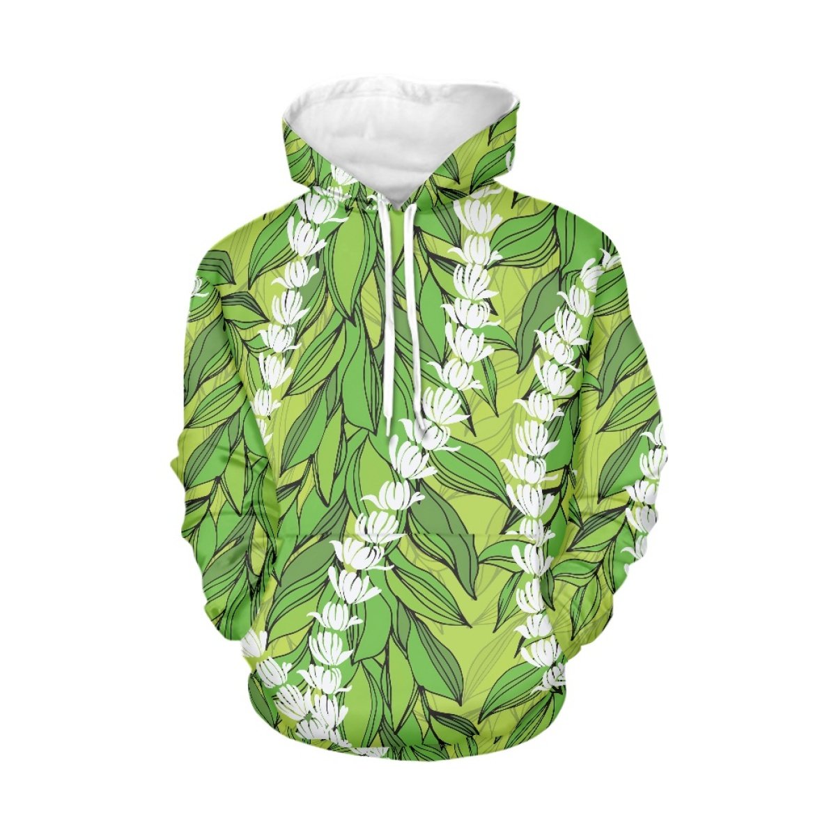 Print On Demand Pikake Arabian Jasmine Design Men's Hoodies High Quality Polyester Fabric Men's Hoodies & Sweatshirts