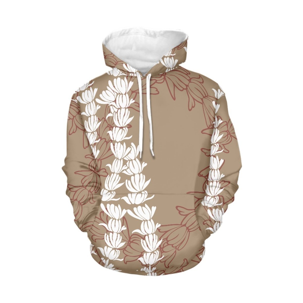 Print On Demand Pikake Arabian Jasmine Design Men's Hoodies High Quality Polyester Fabric Men's Hoodies & Sweatshirts