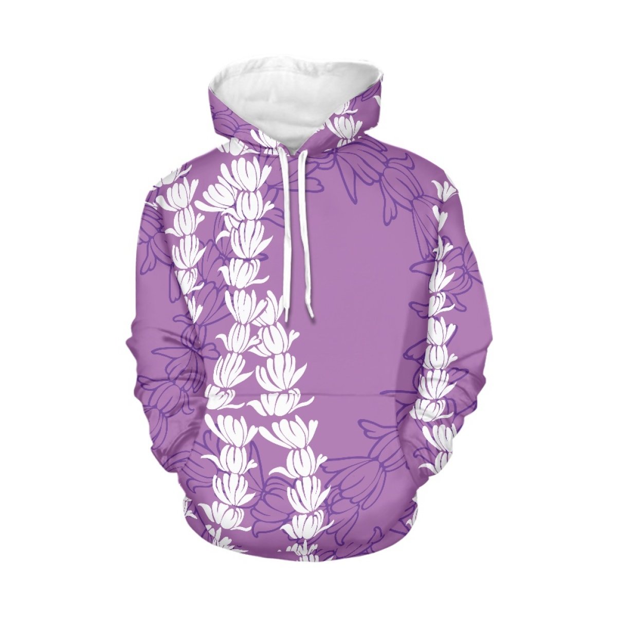 Print On Demand Pikake Arabian Jasmine Design Men's Hoodies High Quality Polyester Fabric Men's Hoodies & Sweatshirts
