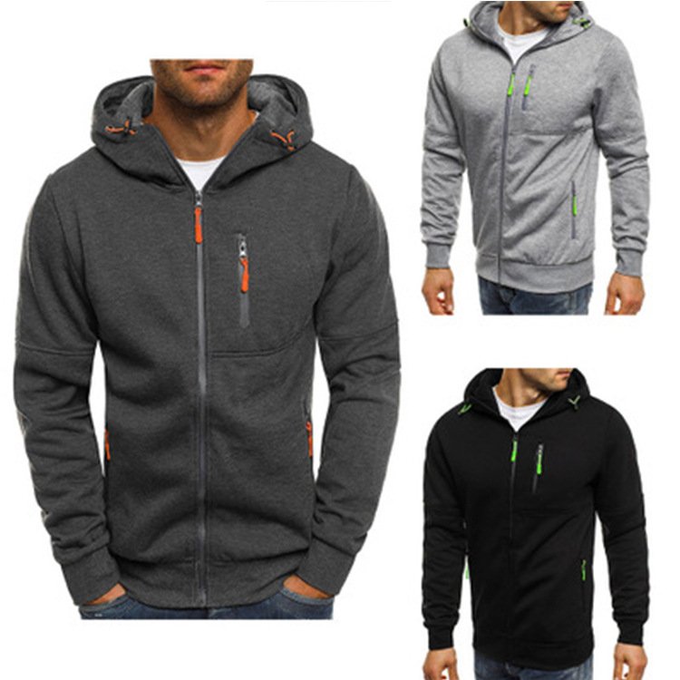 Wholesale high-quality slimming new fashion style blanks zip up hoodie men's hoodies