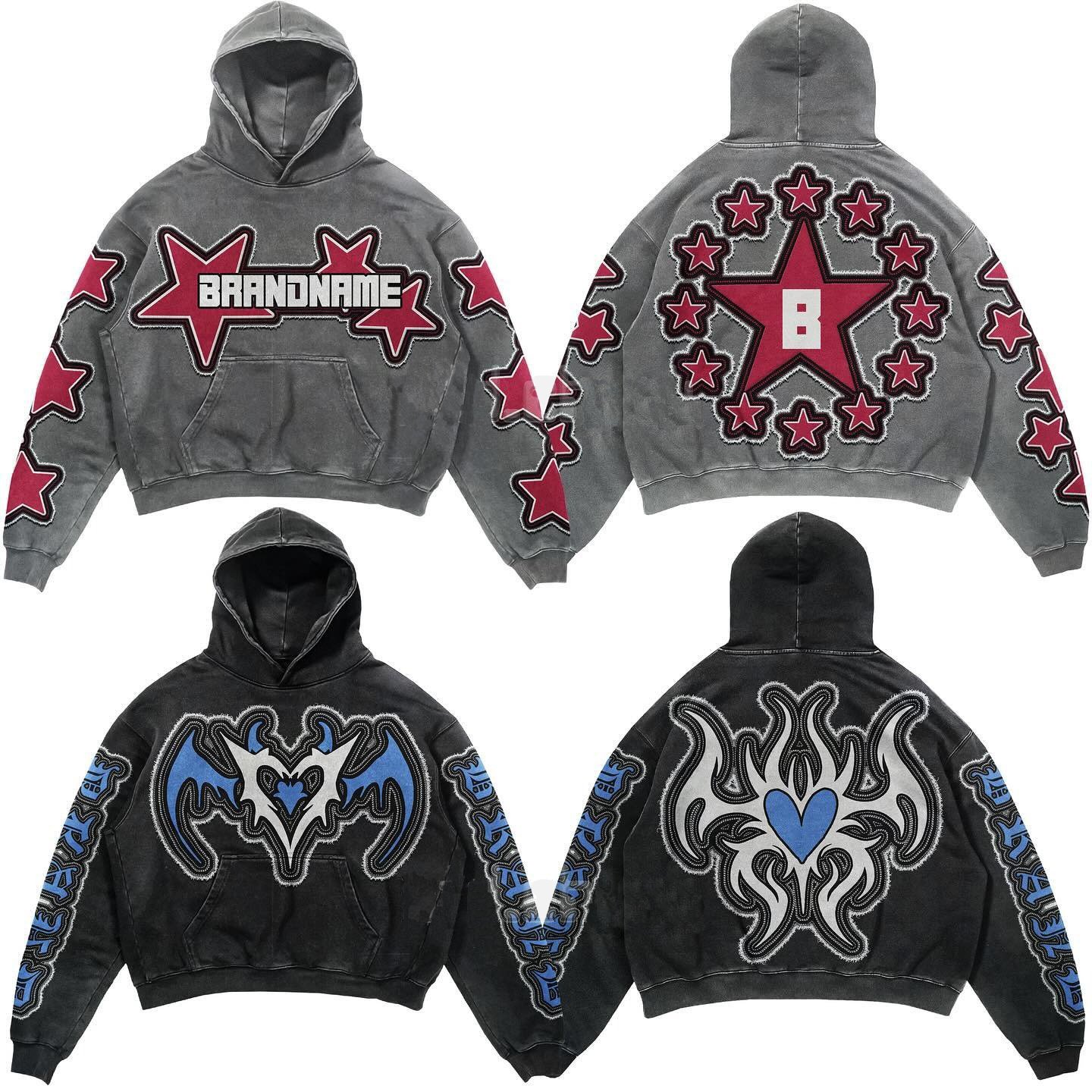 french terry cotton distress embroidery hoodie custom acid wash cropped zip up hoodie washed patchwork zip up hoodie