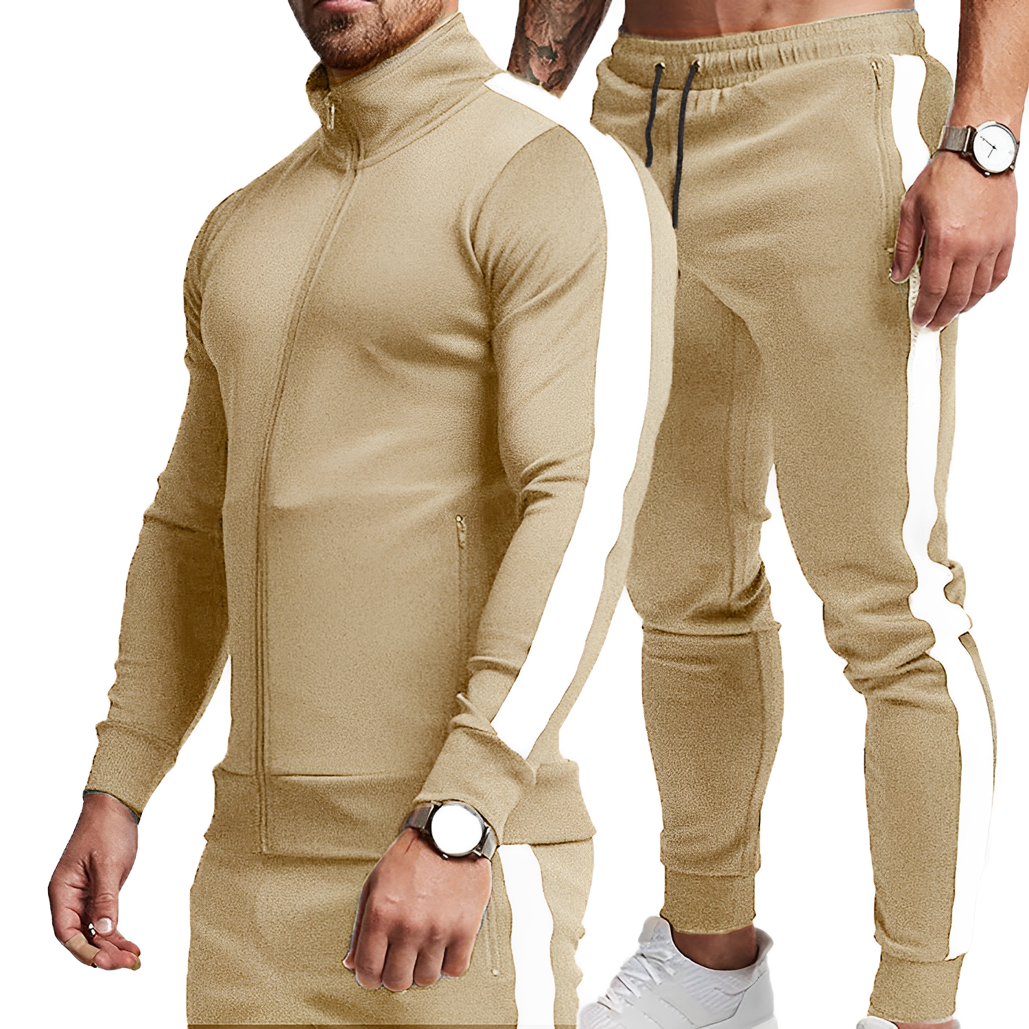 Custom Fitness Clothing Two Pieces Zipper Training&Jogging Wear Men Hombre Chandal