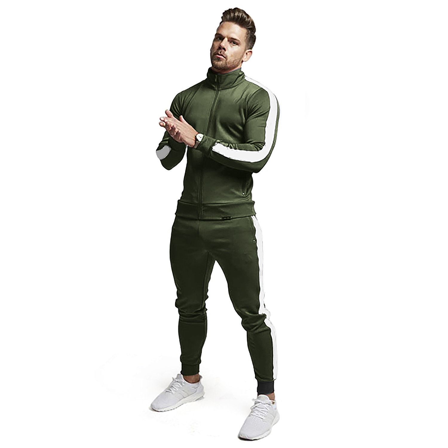 Custom Fitness Clothing Two Pieces Zipper Training&Jogging Wear Men Hombre Chandal