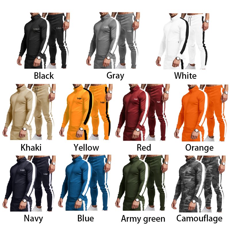 Custom Fitness Clothing Two Pieces Zipper Training&Jogging Wear Men Hombre Chandal