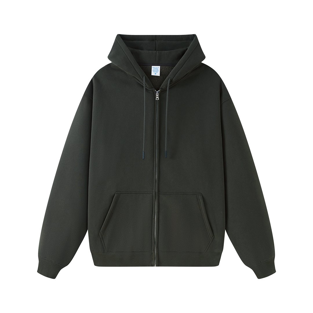 custom 400 450 500 gsm oversize zip up hoodie wholesale heavyweight 3d puff print custom embroidery zip up hoodie