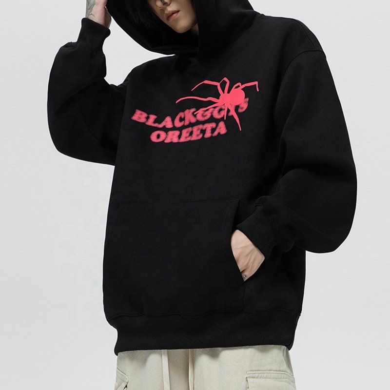 2024 Aikesi New Fabric Drop Shoulder Hoodie StringlessHeavy Chenneile lettering puff printing Hoodies Custom Hoodie for unisex