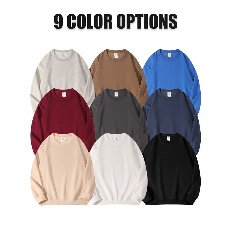 Oversize Cotton Heavy Crew Neck french terry Pullover washed Sweatshirt Custom Logo Embroidery Sweat Shirts Crewneck Sweatshirt