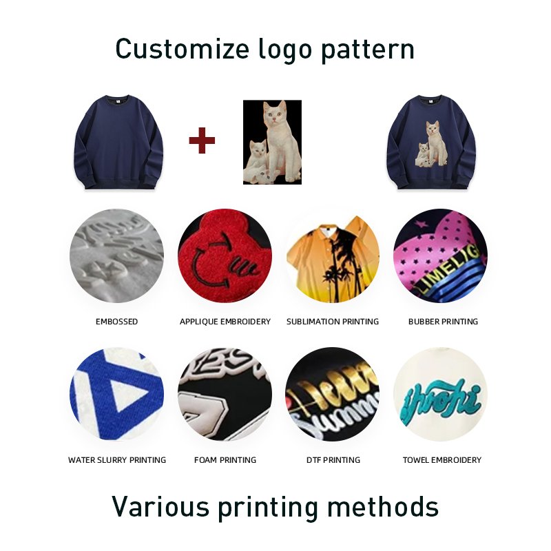 Oversize Cotton Heavy Crew Neck french terry Pullover washed Sweatshirt Custom Logo Embroidery Sweat Shirts Crewneck Sweatshirt