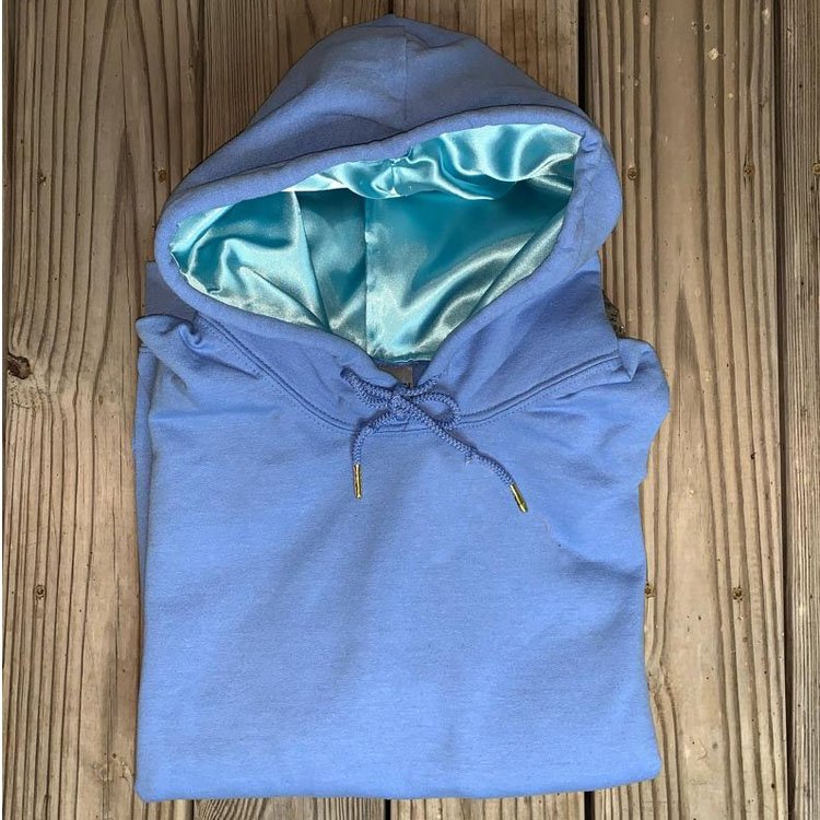 wholesale unisex high quality OEM silk satin lined luxury 320gsm fashion workout organic cotton satin hooded hoodies