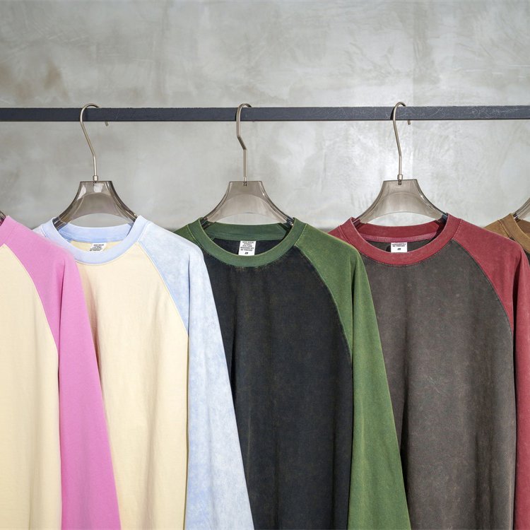 High Quality 100% Cotton Contrast shoulder wash 285Gsm Heavyweight Sweatshirt Long Sleeve Round Neck Sweatshirt