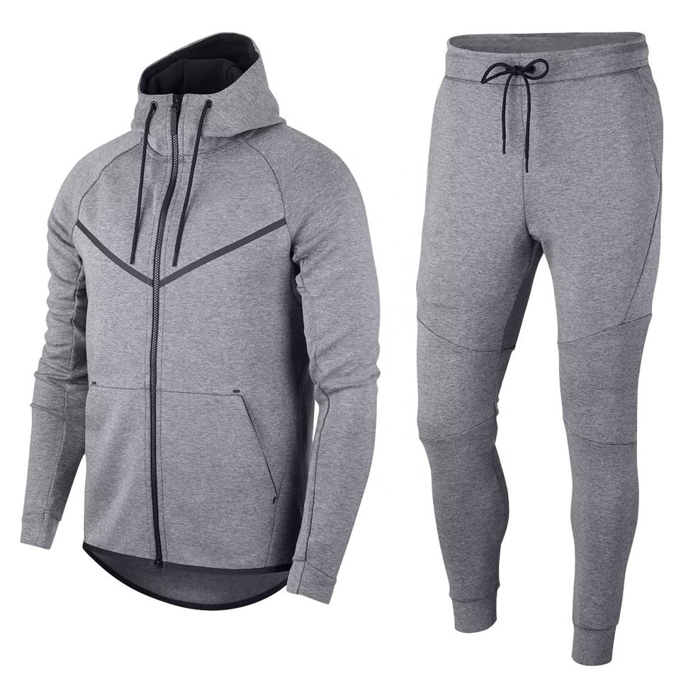 Full Zip Up Hoodies Men Polyester Tech Fleece Stripe Tracksuit Sportswear Jogger Sweatsuit Men's Loose Fit Joggers Suits 2