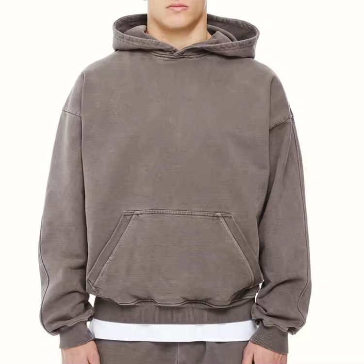 Men's 100% cotton Custom Logo blank drop shoulder Hoodies oversize pullover Heavyweight terry hoodie for men Sweatshirt H-122