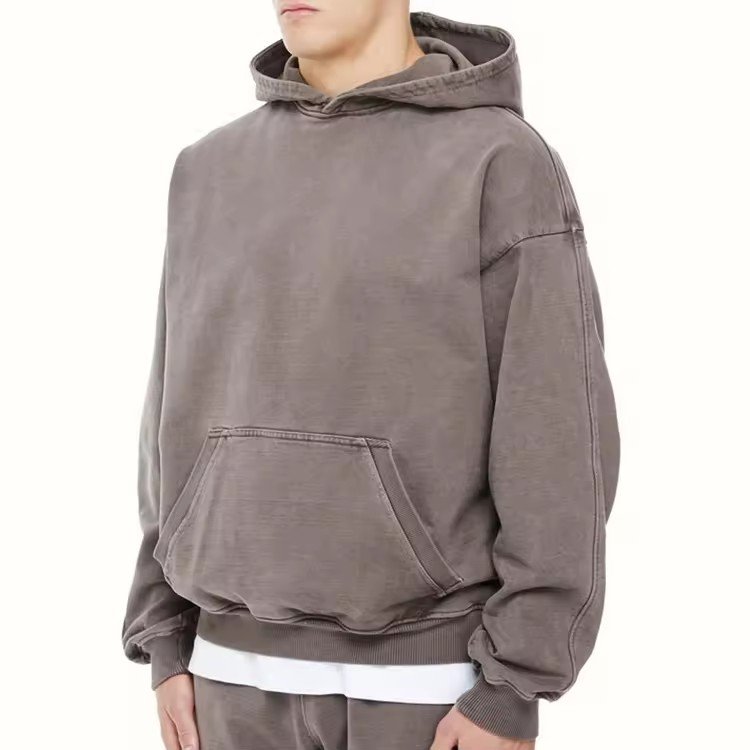 Men's 100% cotton Custom Logo blank drop shoulder Hoodies oversize pullover Heavyweight terry hoodie for men Sweatshirt H-122